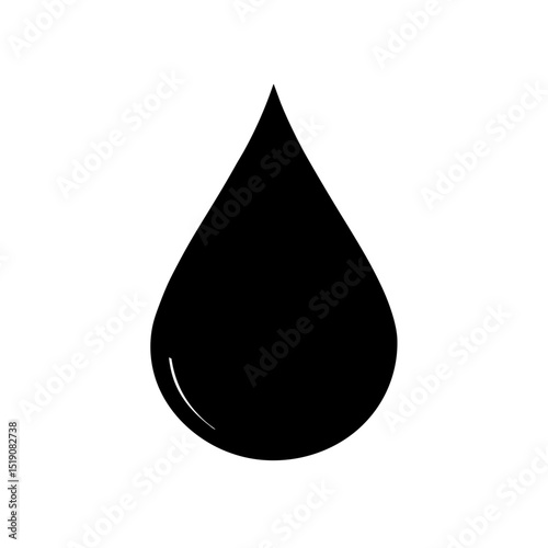 Droplet Black Weather Element on White Backdrop