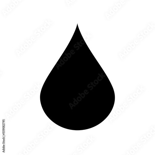 Falling Black Water Droplet on White Isolated Image