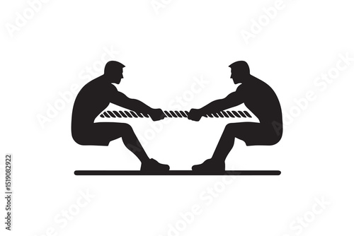 Tug of War vector silhouette isolated in white background