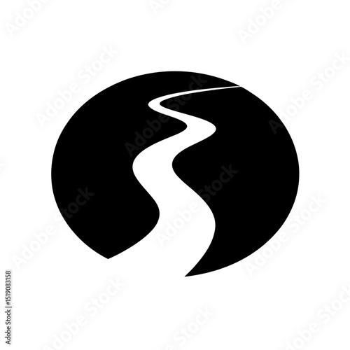 Clear Black Stream Symbol on White Isolated Image