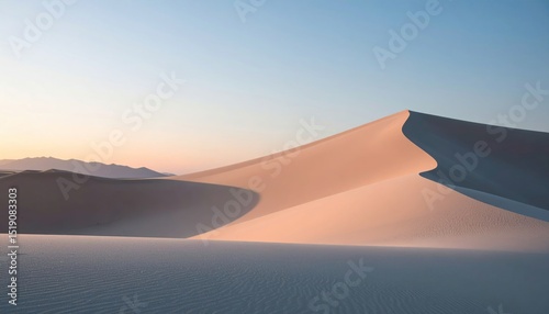 Golden Hour Sand Dunes Landscape With Peach Sky and Tranquil Atmosphere