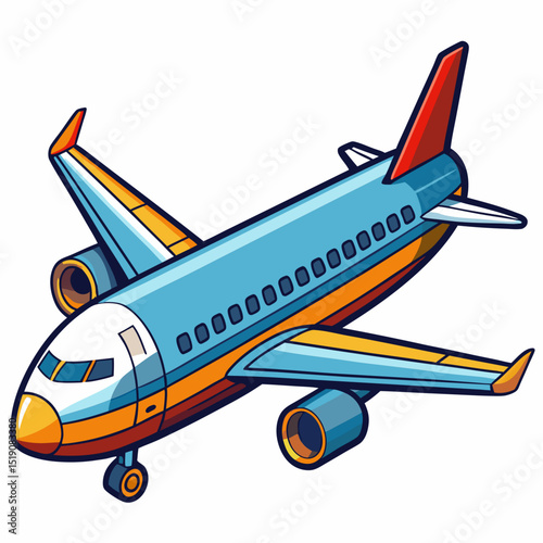 Passenger air plane clipart illustration isolate white background 