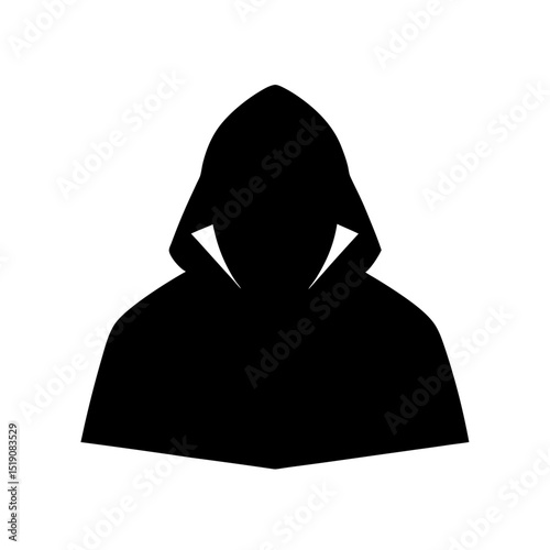 Stealthy Black Outlaw Outline on White Isolated Graphic