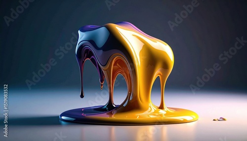 Gradient Viscous Liquid Flowing Motion in Yellow and Purple Colors