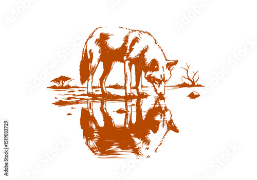 Dingo hand drawn sketch vector illustration