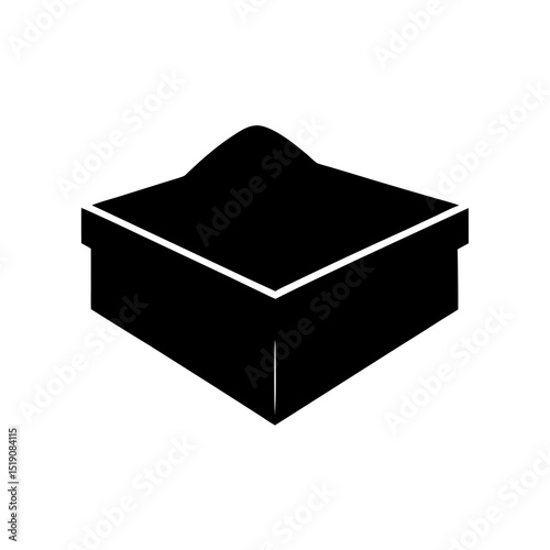 Preschool Black Sandpit Shape on White Isolated Graphic