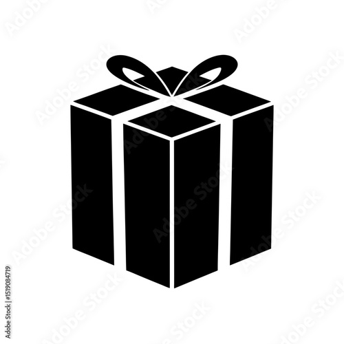 Modern Black Gift Box Silhouette Vector Clip Art Illustration