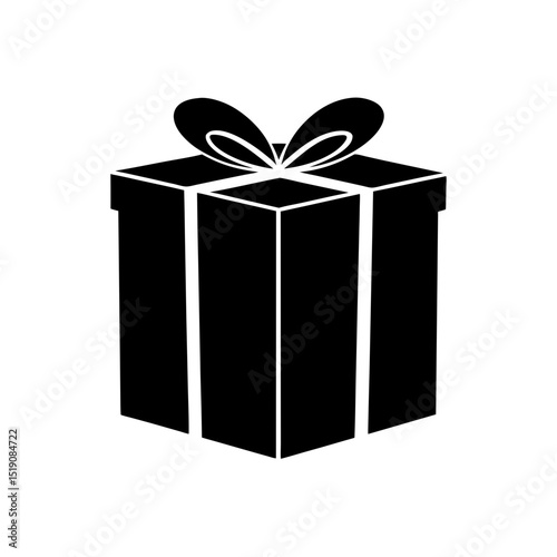 Simple Black Gift Box Silhouette Vector Clip Art Illustration
