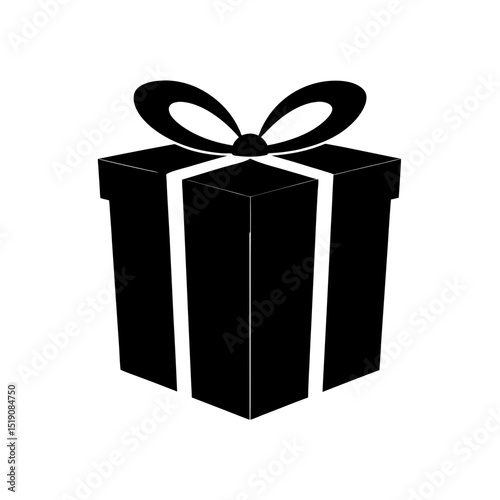 Modern Black Gift Box Silhouette Vector Clip Art Illustration