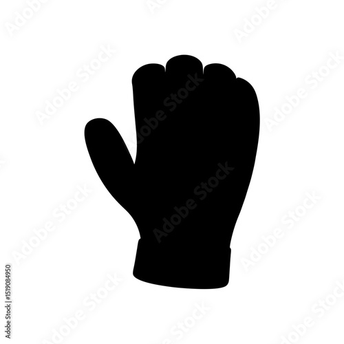 Simple Black Glove Silhouette Vector Clip Art Illustration