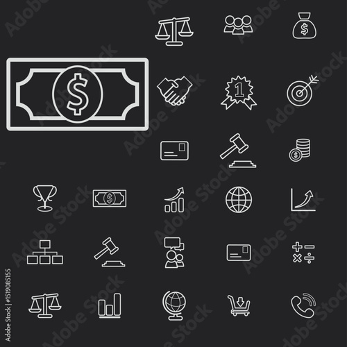 Minimal security access icons featuring fingerprint scan, facial ID, retina scanner, keycard, and lockpad symbols for digital UI