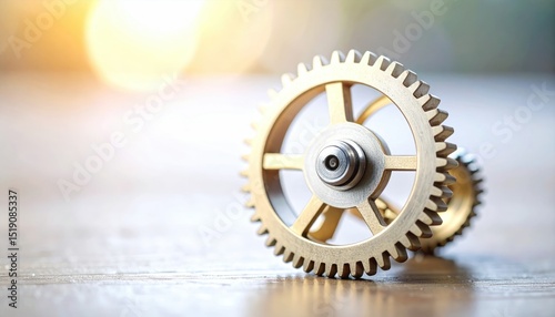 Macro Shot Of A Golden Watch Gear Showing Intricate Mechanical Details and Textures with Bokeh Background
