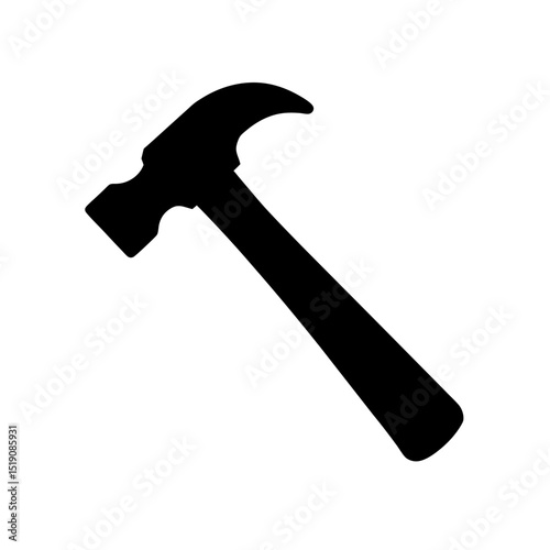 Modern Black Hammer Silhouette Vector Clip Art Illustration