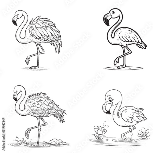 Flamingo Silhouette – Elegant Wading Bird with Graceful Posture