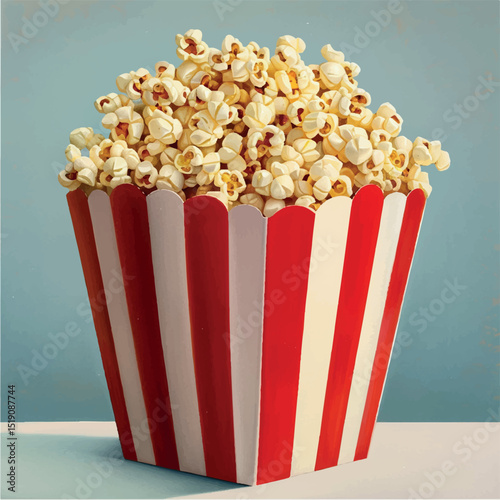 snack, cinema, icon, illustration, food, vector, entertainment, film, image, corn, popcorn, cardboard, box, fun, sweet, kernel, graphic, design, paper, object, background, bucket, drawing, theatre, re