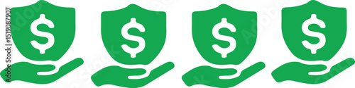 Dollar Shield Hand Icon – secure finance, money protection, insurance funds, savings guard, financial coverage symbol
