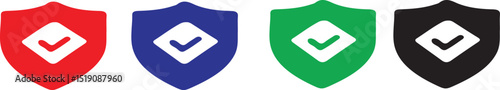 Security Shield Icon Set – protection badge, check mark symbol, verified security icon, privacy emblem, antivirus logo