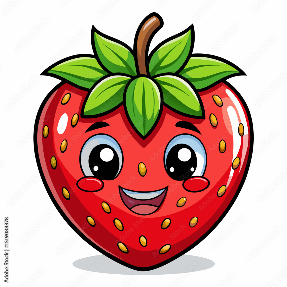 Obraz premium Happy strawberry fruit vector illustration isolate 