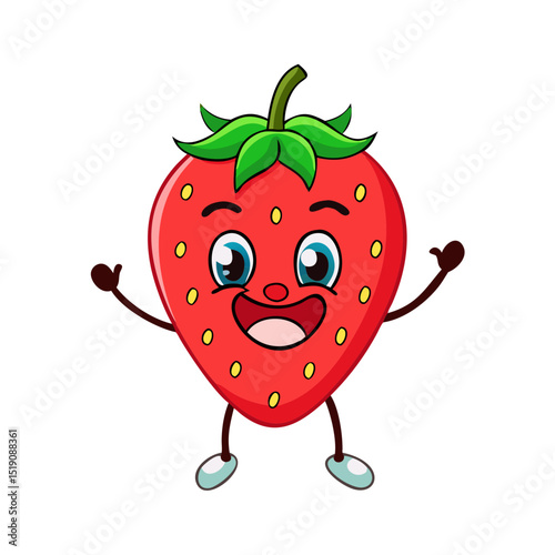 Happy strawberry fruit vector illustration isolate 