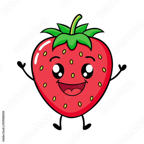 Happy strawberry fruit vector illustration isolate 