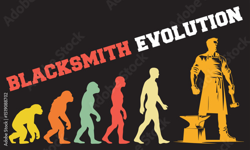 Blacksmith Evolution T-shirt Design, Blacksmith Evolution Design, evolution of man illustration