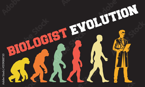 Biologist Evolution T-shirt Design, Biologist Evolution Design, evolution of man illustration