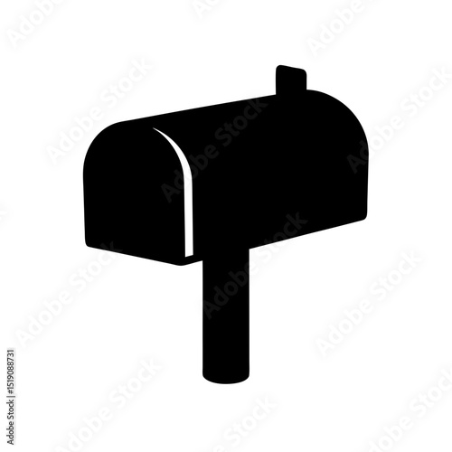 Rural Black Postal Box Shape on White Isolated Design