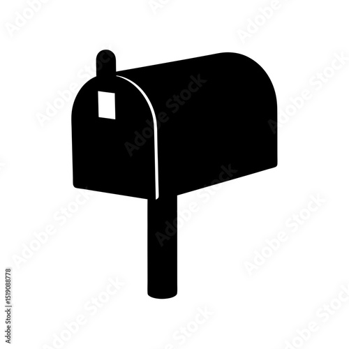 Basic Black Mailbox Silhouette Vector Clip Art Illustration