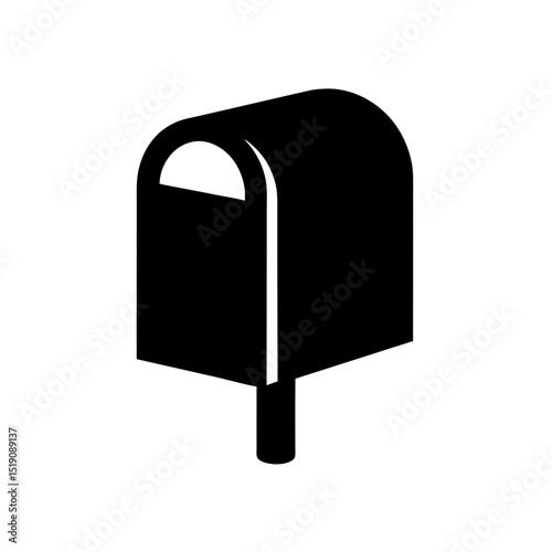 Modern Black Mail Box Silhouette Vector Clip Art Illustration