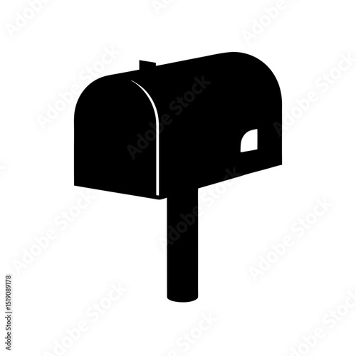 Basic Black Mail Box Silhouette Vector Clip Art Illustration