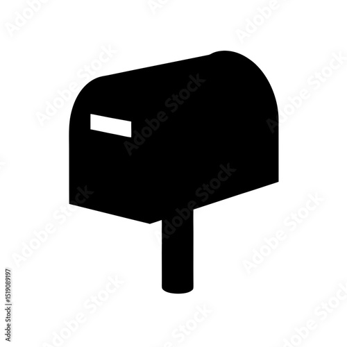 Basic Black Mailbox Silhouette Vector Clip Art Illustration