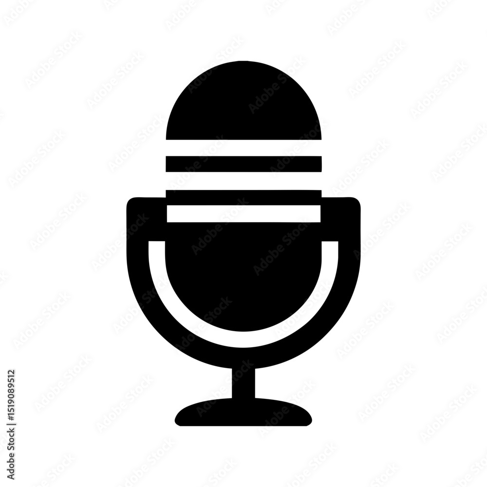 Concert Black Performer Mic on a White Isolated Canvas Concert Black Performer Mic on a White Isolated Canvas