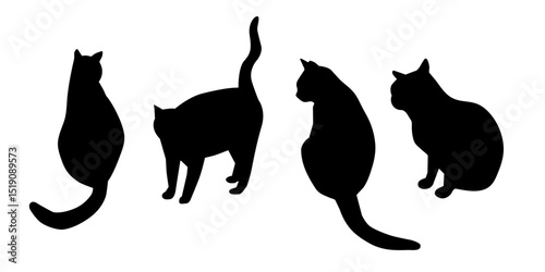 猫　シルエット　ベクター　イラスト　黒