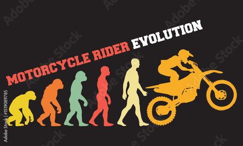 Motorcycle Rider Evolution T-shirt Design, Motorcycle Rider Evolution Design, evolution of man illustration