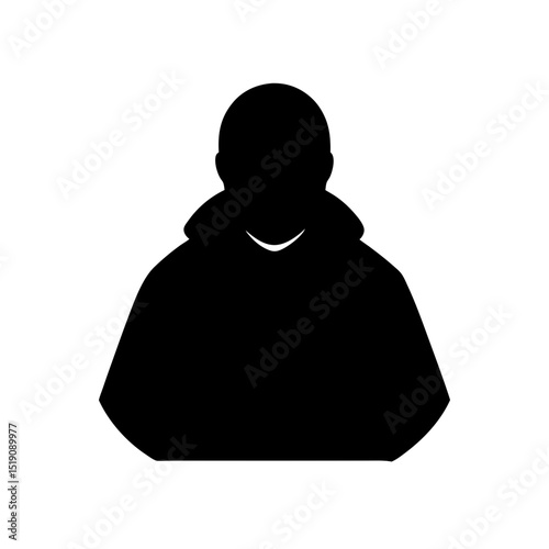 Meditating Black Monk Silhouette Vector Clip Art Illustration