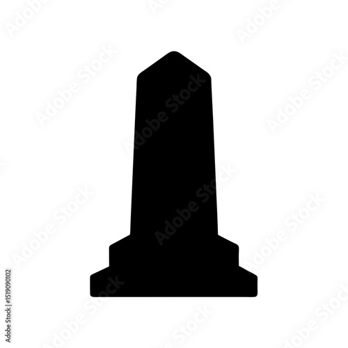 Historical Black Monument Silhouette on White for Landmark Designs
