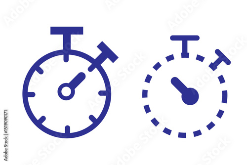 Timer icon set. Alarm clock symbol. Watch countdown vector illustration. Stopwatch sign. Hours, minutes and seconds concept. Simple express pictogram outline collection.