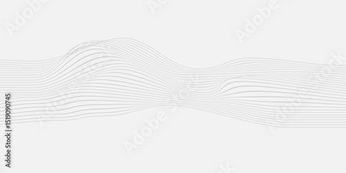 Tech grey abstract wave digital element for design. Curved wavy line design element