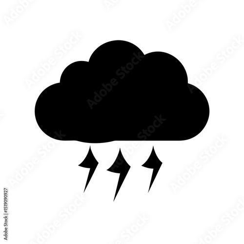 Stormy Black Cloud Silhouette Vector Clip Art Illustration