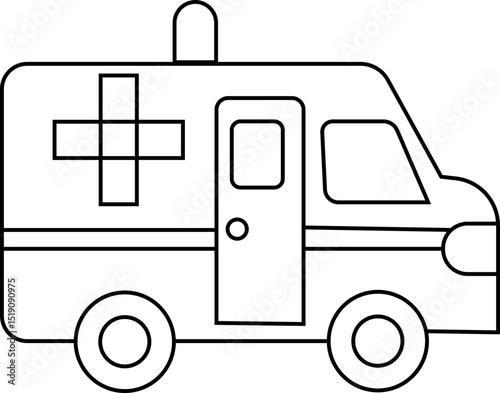 Flashing ambulance car vector icon. Emergency survive van sign, ambulance service icons, Silhouette medicine van, care medic support. Rescue symbol and emergency medical template design elements