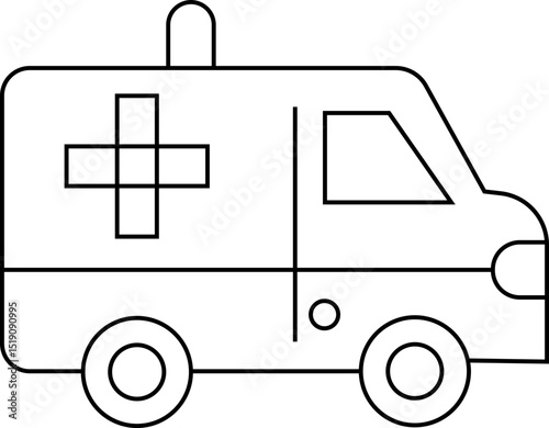 Flashing ambulance car vector icon. Emergency survive van sign, ambulance service icons, Silhouette medicine van, care medic support. Rescue symbol and emergency medical template design elements
