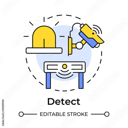 Detect threats multi color concept icon. Physical security ecosystem. Identify risks. First line of defense. Round shape line illustration. Abstract idea. Graphic design. Easy to use in booklet