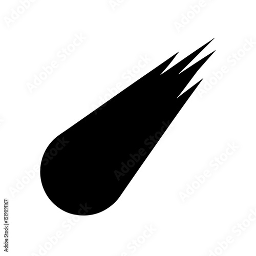 Basic Black Comet Silhouette Vector Clip Art Illustration