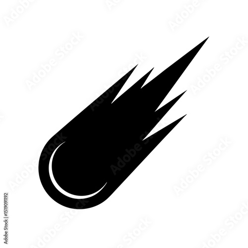 Minimal Black Comet Silhouette Vector Clip Art Illustration