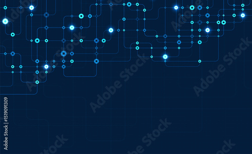 Circuit connect lines and dots. Network technology and Connection concept. Decentralized network nodes connections