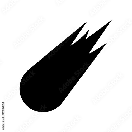 Simple Black Comet Silhouette Vector Clip Art Illustration