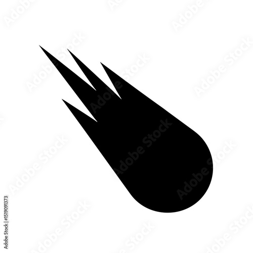 Glowing Black Comet Illustration on White Isolated Graphic