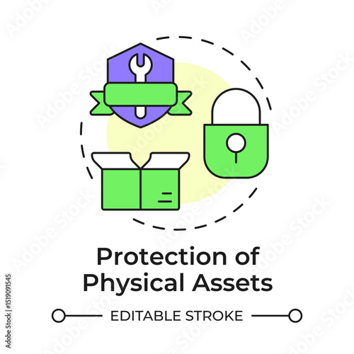 Protection of physical assets multi color concept icon. Benefit of security system. Safety of important property. Round shape line illustration. Abstract idea. Graphic design. Easy to use in booklet
