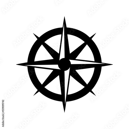 Guide Black Compass Silhouette on a Clean White Backdrop