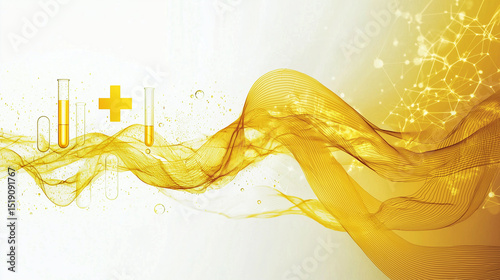 Yellow and white smooth background with subtle medical symbols (cross, ribbon, test tubes), elegant and clean, World Hepatitis Day.